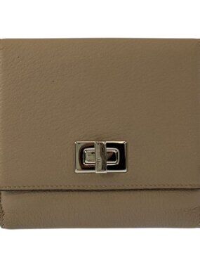 Fendi Selleria Peekaboo Beige Silver Leather Wallet